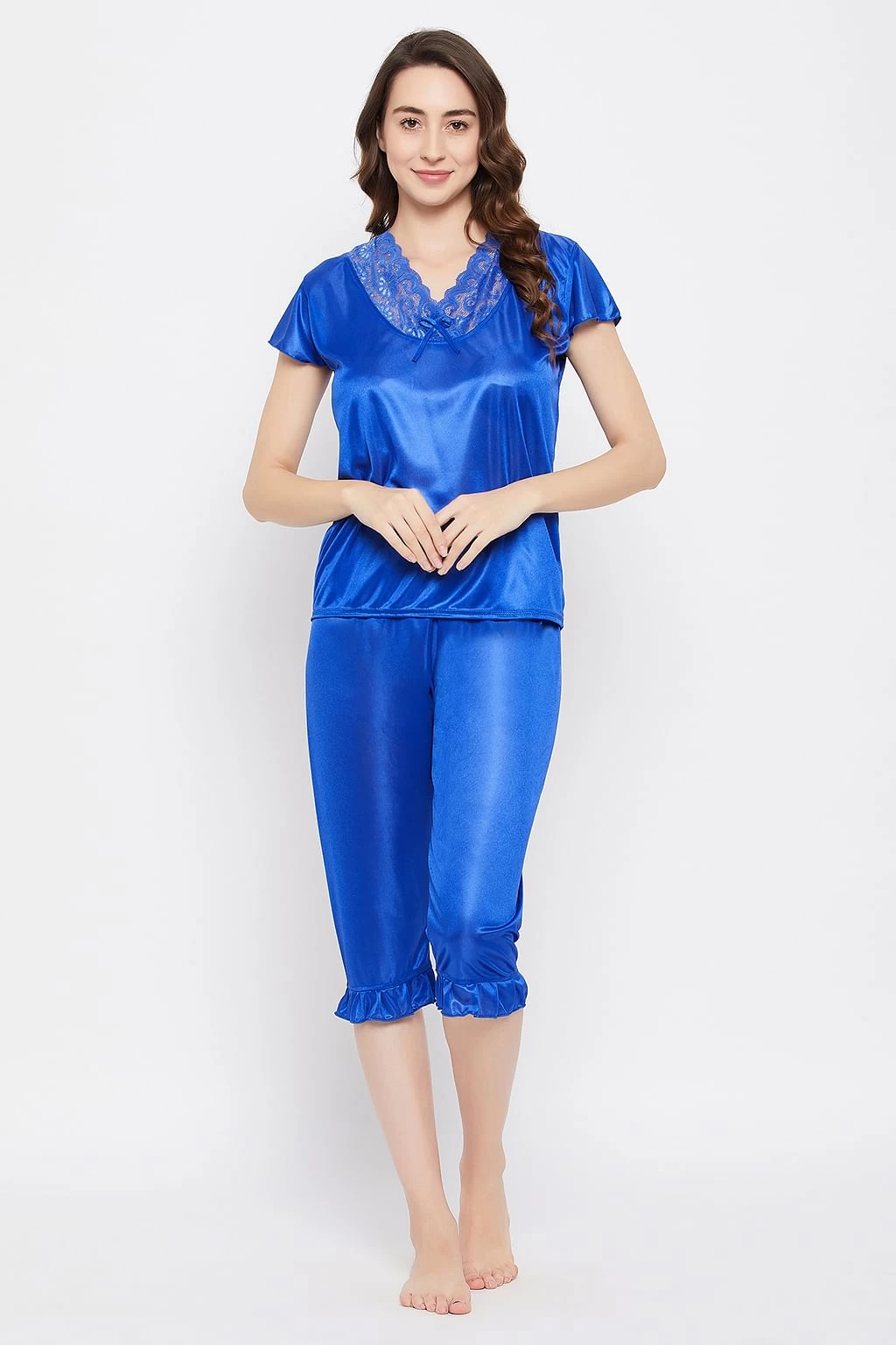 4 Pcs Satin Nightwear In Blue - Image 14