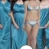 7 Pcs Nightwear Set In Blue - Satin