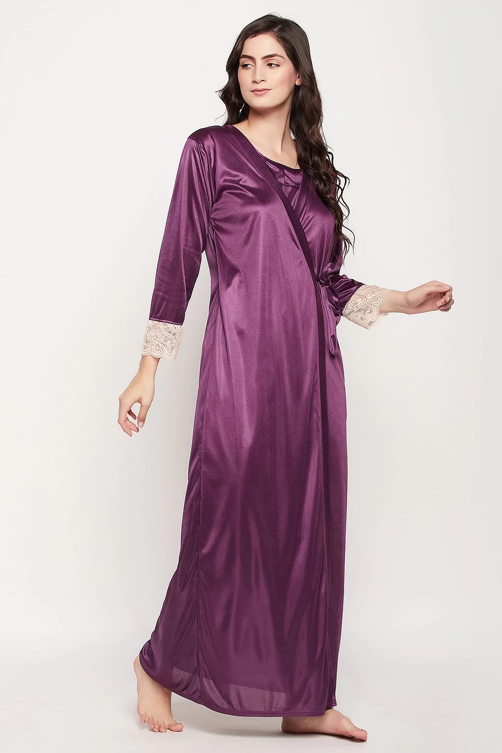 8 Pc Satin Nightwear Set - Navy - Image 4