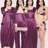 8 Pc Satin Nightwear Set - Navy
