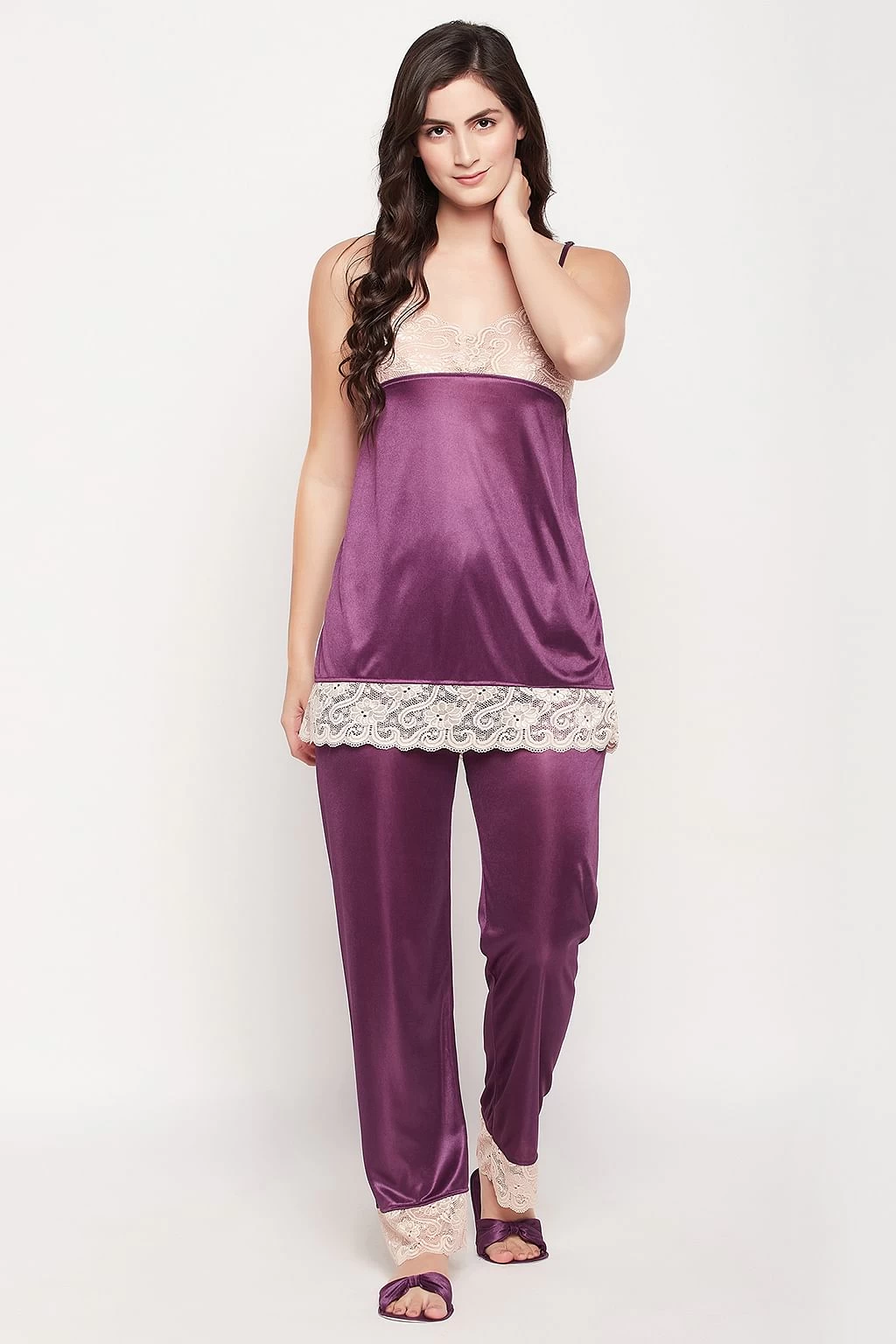 8 Pc Satin Nightwear Set - Navy - Image 11