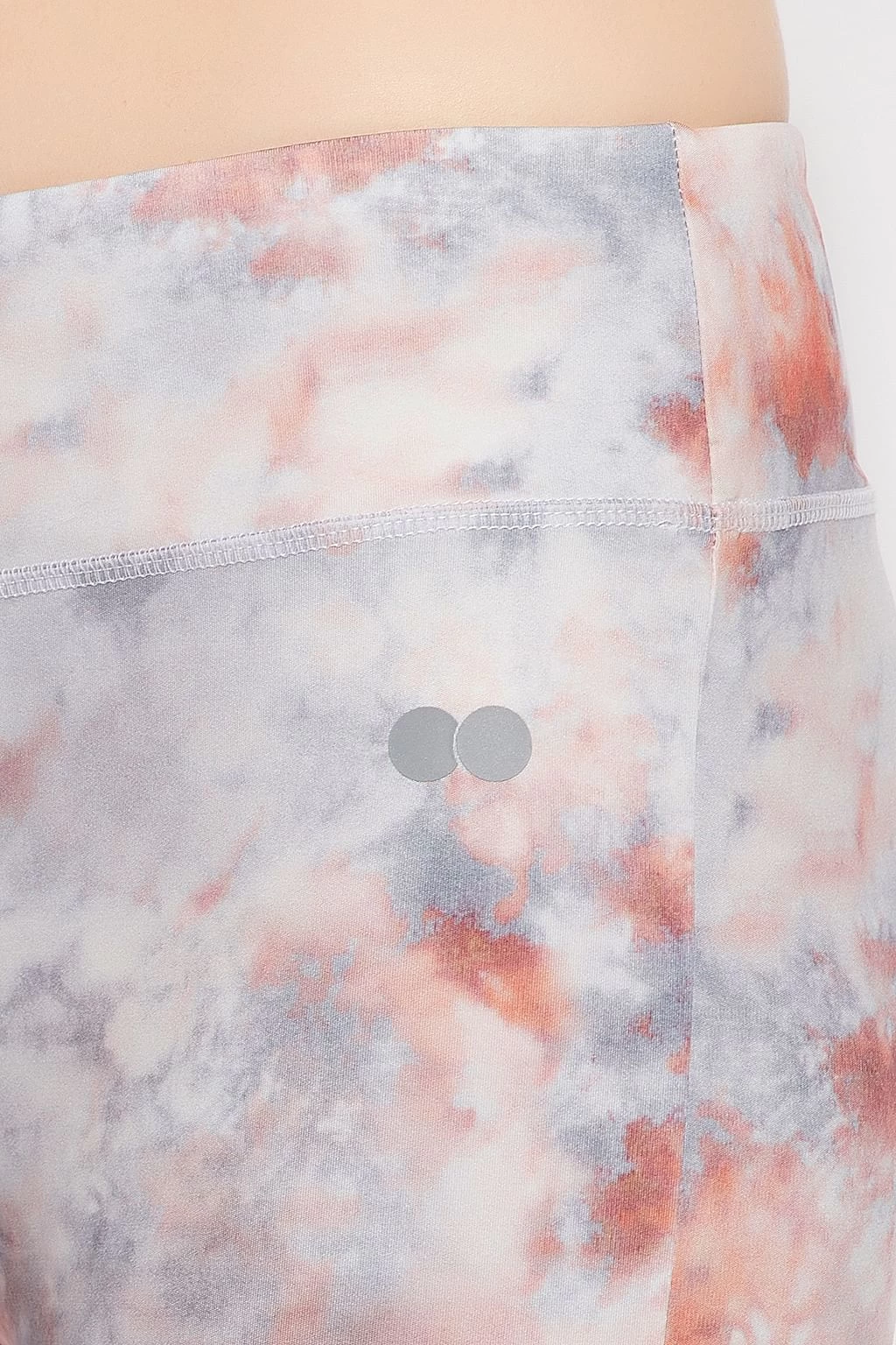 High Rise Tie-Dye Print Active Tights In Grey With Side Pocket - Image 7