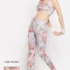 High Rise Tie-Dye Print Active Tights In Grey With Side Pocket