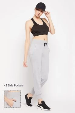 Comfort Fit Active Joggers In Dark Grey With Side Pockets