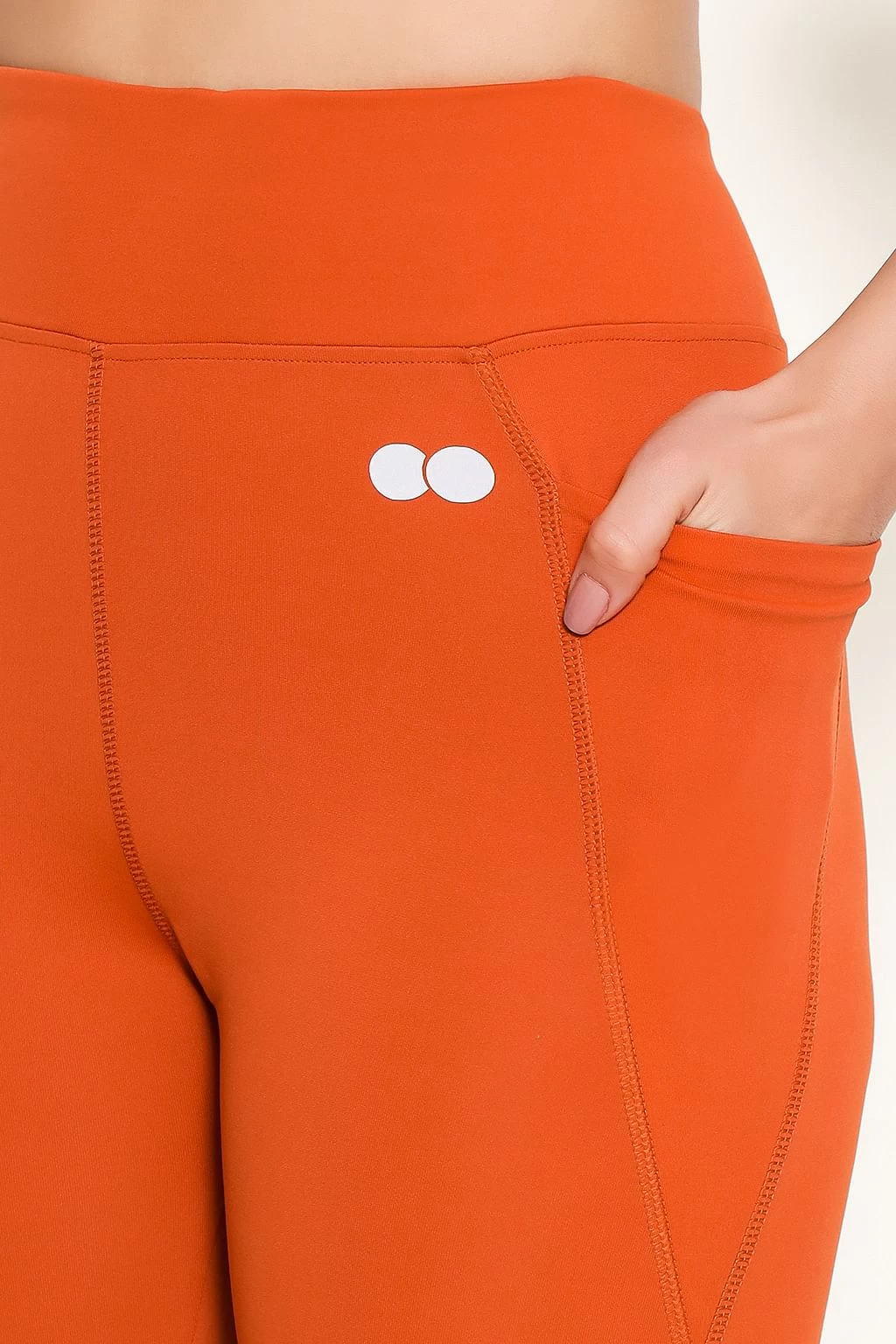 Snug-Fit High-Rise 4 Pocket Active Tights In Orange - Image 5