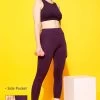 Medium Impact Padded Sports Bra & High Rise Active Tights With Side Pocket In Violet