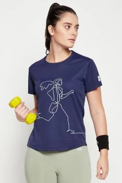 Comfort Fit Line Art Print Active T-shirt In Navy