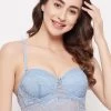 Padded Underwired Full Cup Multiway Strapless Bralette In Baby Blue - Lace