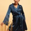 Chic Basic Robe In Dark Blue - Satin