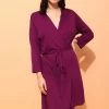 Chic Basic Robe In Wine Color- Cotton