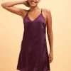 Chic Basic Short Nighty In Wine Colour - Satin