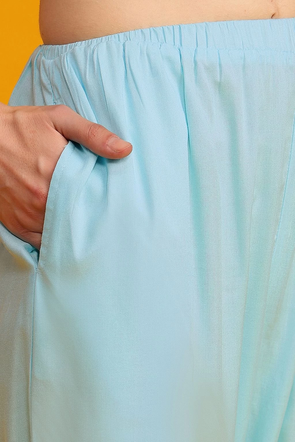 Chic Basic Top & Pyjama Set In Sky Blue - Rayon - Image 5