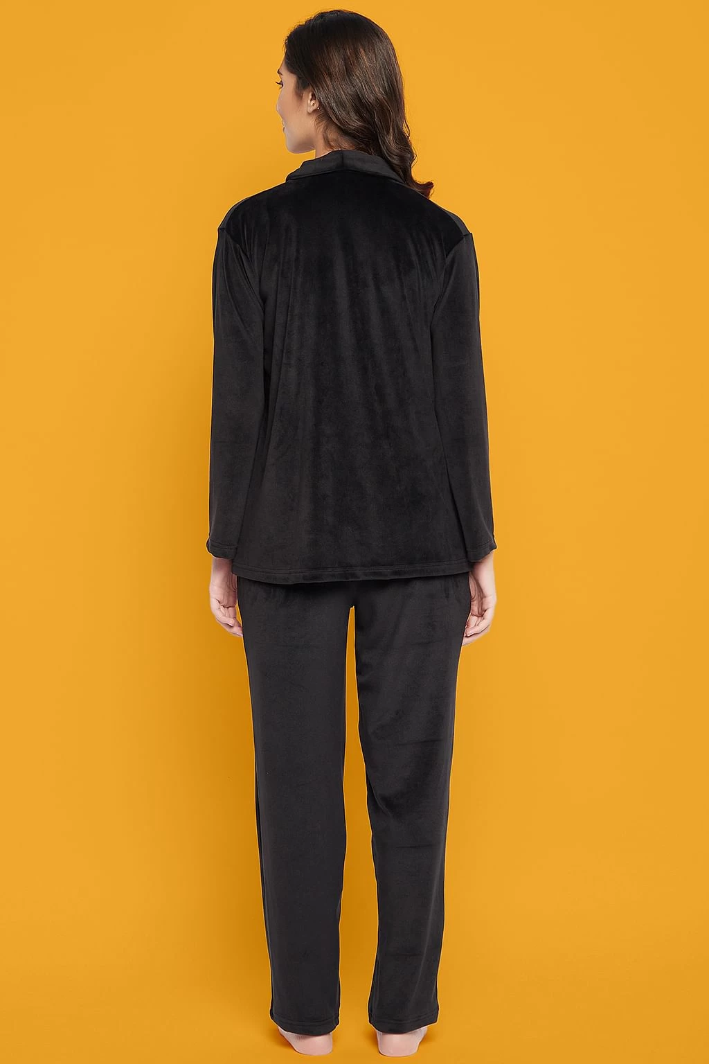 Chic Basic Top, Pyjama & Shrug Set In Black - Velour - Image 11