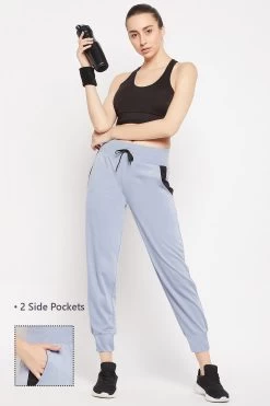 Comfort Fit Active Joggers In Baby Blue With Side Pockets