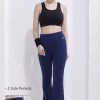 Comfort Fit High-Rise Flared Yoga Pants In Navy With Side Pockets