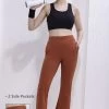 Comfort Fit High-Rise Flared Yoga Pants In Orange With Side Pockets