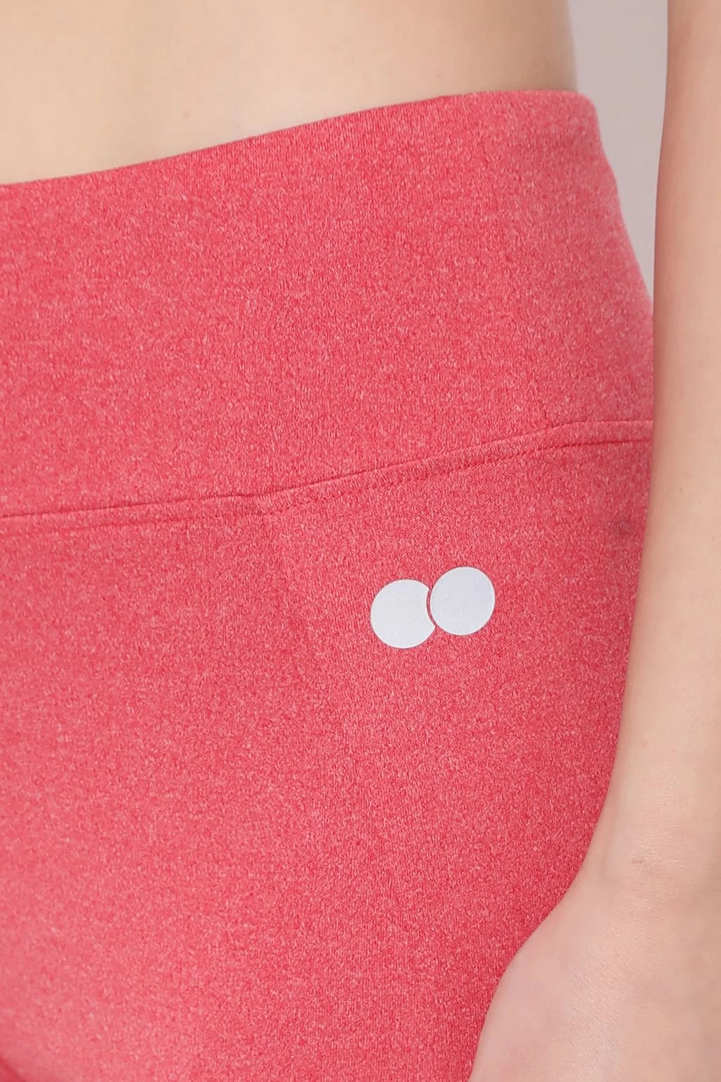 High Rise Active Tights In Red Melange With Side Pocket - Image 6