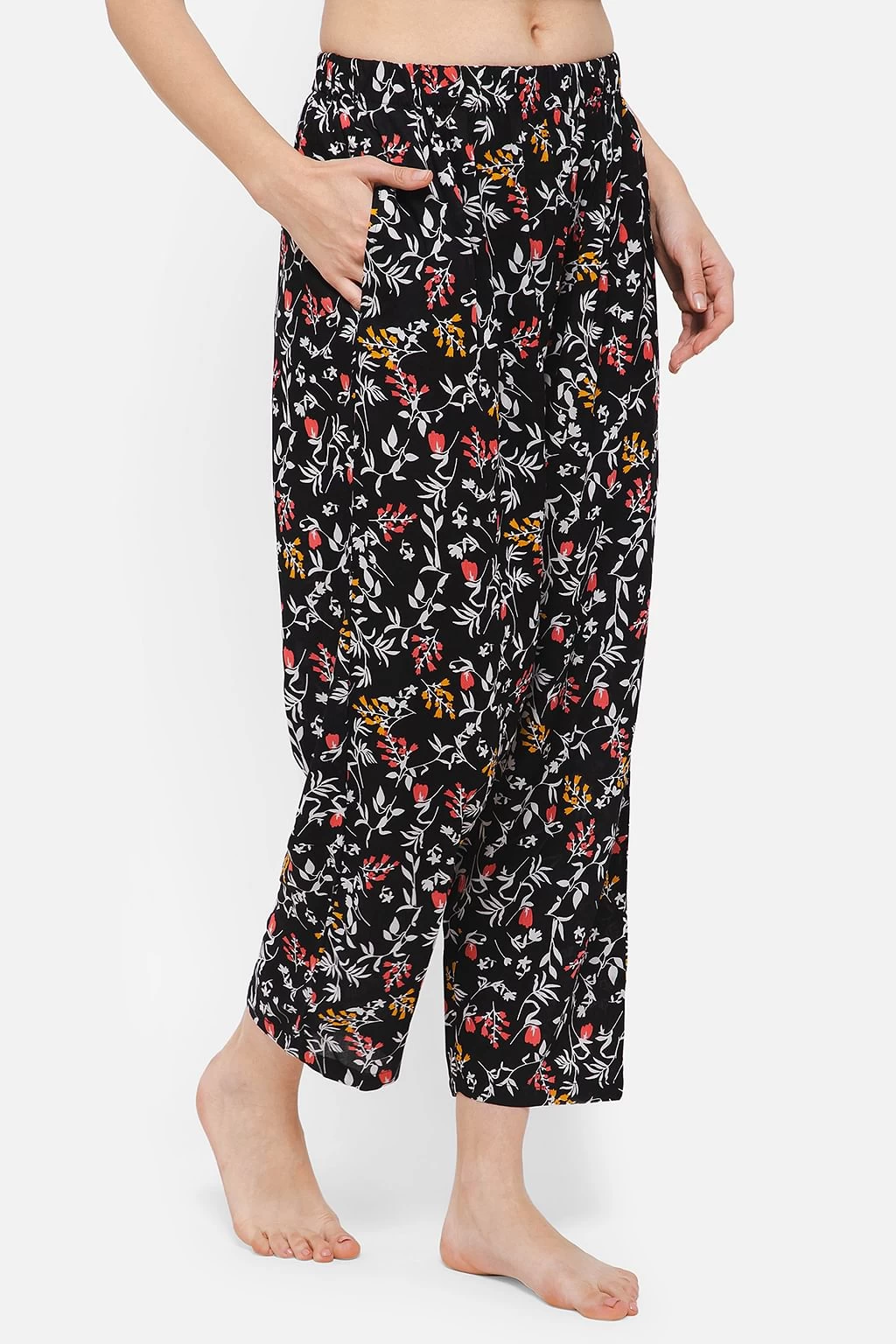 Pretty Florals Pyjama In Black - Rayon - Image 4