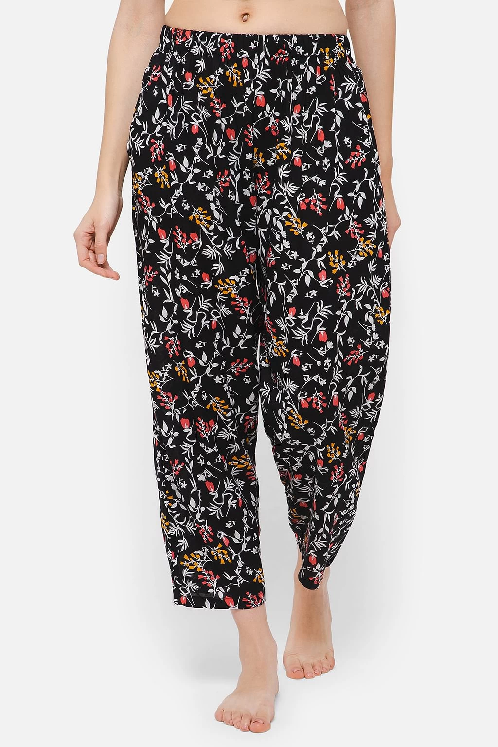 Pretty Florals Pyjama In Black - Rayon - Image 2