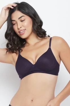 Level 1 Push-Up Non-Wired Demi Cup Bra In Purple