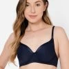 Level 1 Push Up Padded Underwired Demi Cup Bra In Navy