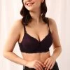 Level 1 Push-Up Padded Underwired Demi Cup Multiway Bra In Wine Colour - Lace