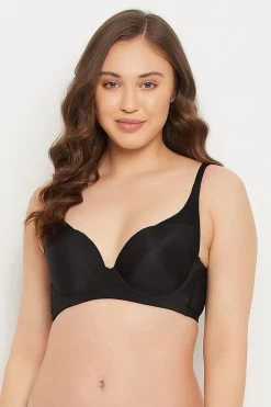 Level 2 Push-Up Padded Underwired Demi Cup Multiway T-shirt Bra In Black