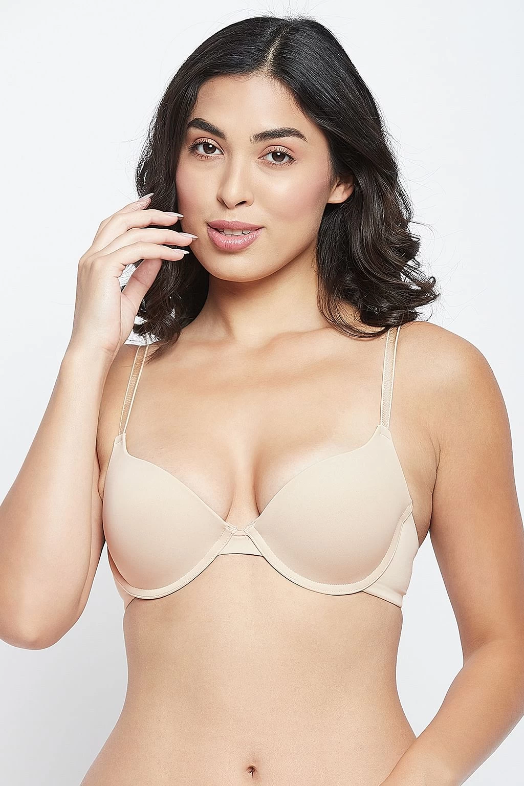 Level 1 Push-up Underwired Demi Cup Balconette Bra In Nude Colour