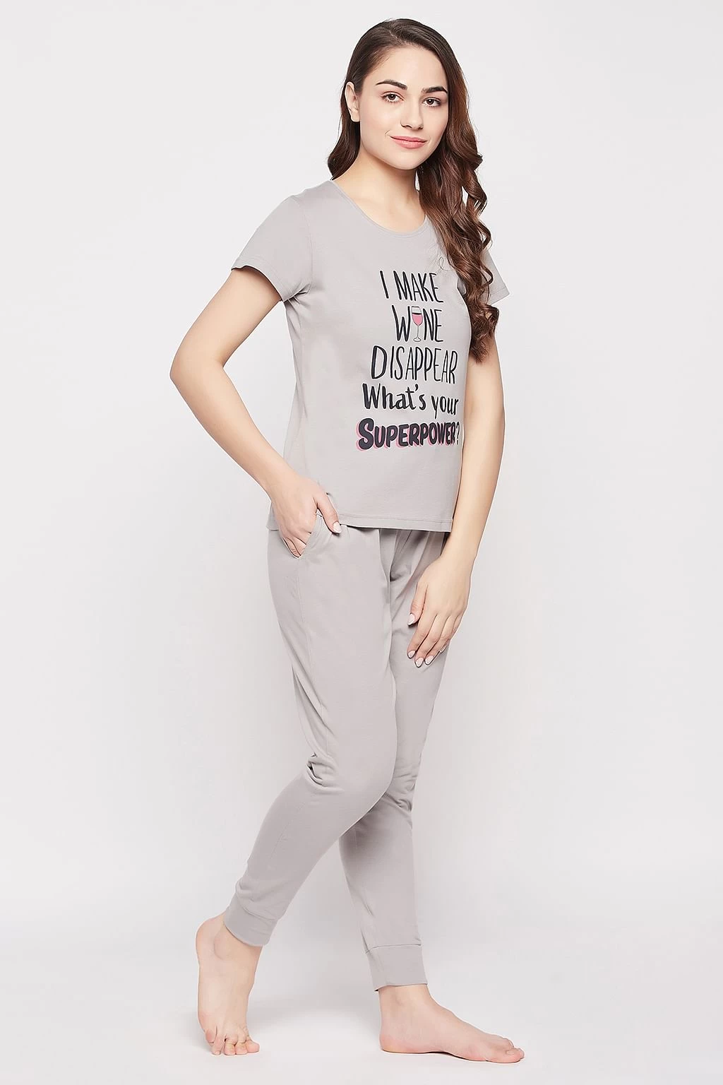 Quirky Quotes Top & Joggers Set In Grey - 100% Cotton - Image 4