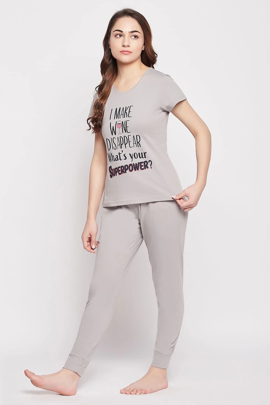 Quirky Quotes Top & Joggers Set In Grey - 100% Cotton - Image 3