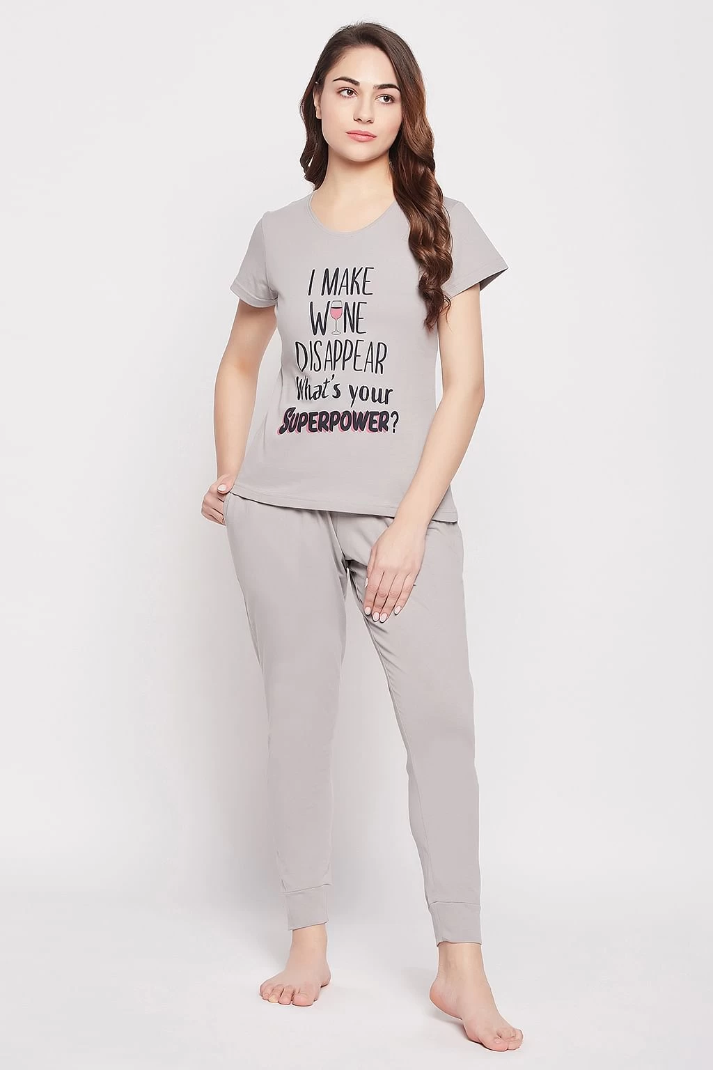 Quirky Quotes Top & Joggers Set In Grey - 100% Cotton - Image 2