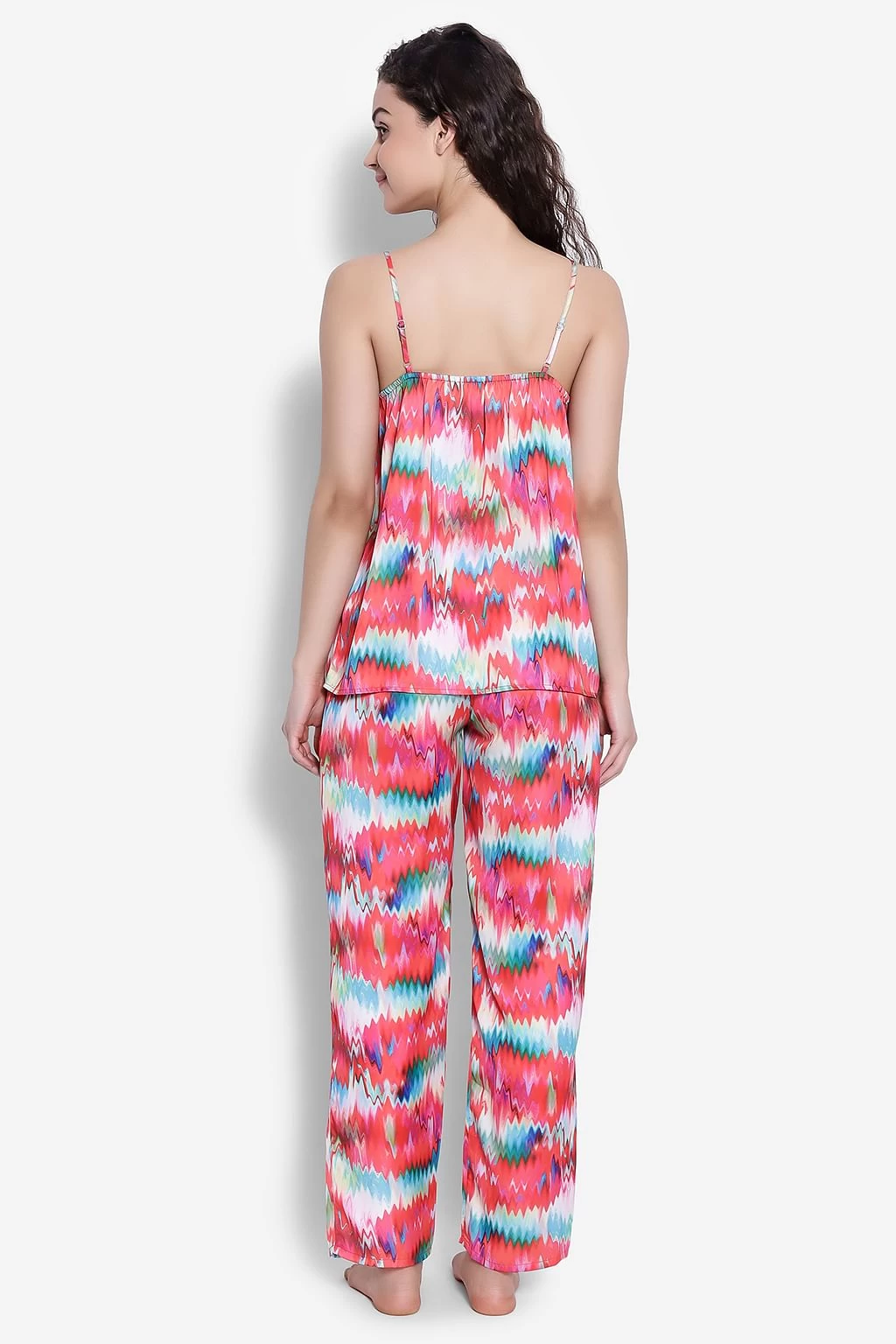 Print Me Pretty Cami Top & Pyjama Set In Multicolour - Satin - Image 4