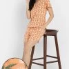 Floral Print Top & Shorts Set In Peach Colour - 100% Cotton