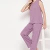 Chic Basic Top & Pyjama Set In Mauve - 100% Cotton