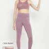 Medium Impact Printed Padded Sports Bra & High Rise Active Tights In Multicolour With Side Pocket