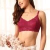 Non-Padded Non-Wired Full Cup Bralette In Maroon - Lace
