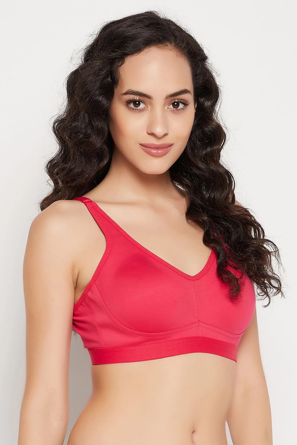 Non-Padded Non-Wired Full Figure Spacer Cup T-shirt Bra In Hot Pink - Cotton Rich - Image 3