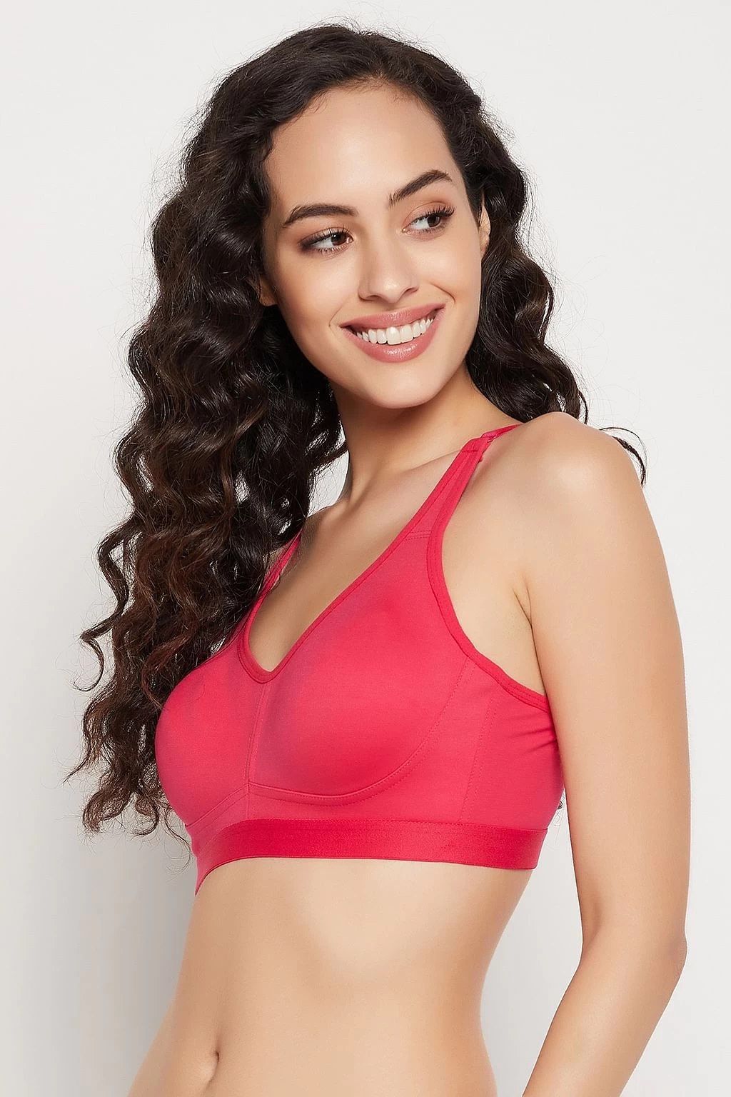 Non-Padded Non-Wired Full Figure Spacer Cup T-shirt Bra In Hot Pink - Cotton Rich - Image 2