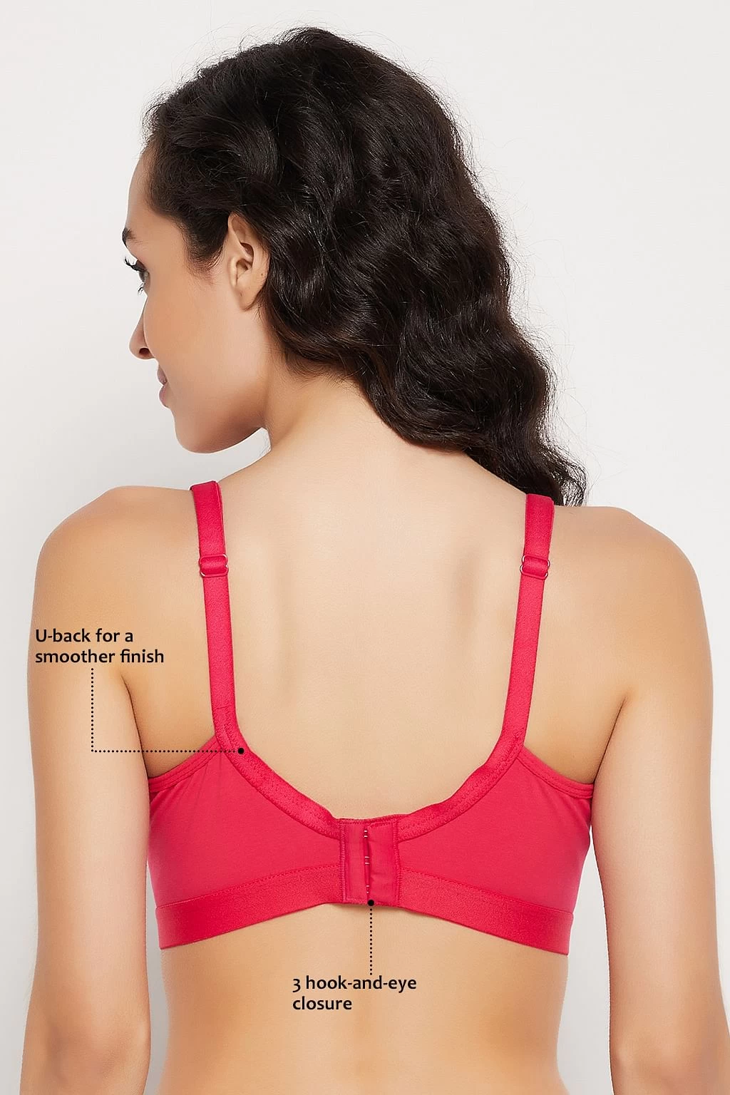 Non-Padded Non-Wired Full Figure Spacer Cup T-shirt Bra In Hot Pink - Cotton Rich - Image 4