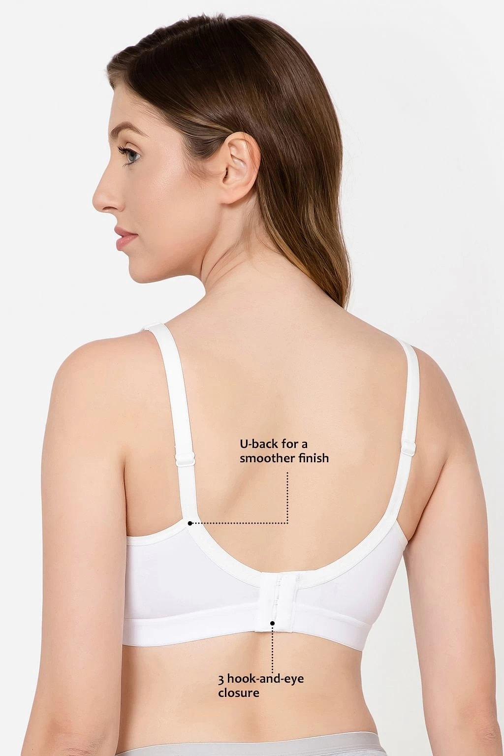 Non-Padded Non-Wired Full Figure Spacer Cup T-shirt Bra In White - Cotton Rich - Image 5