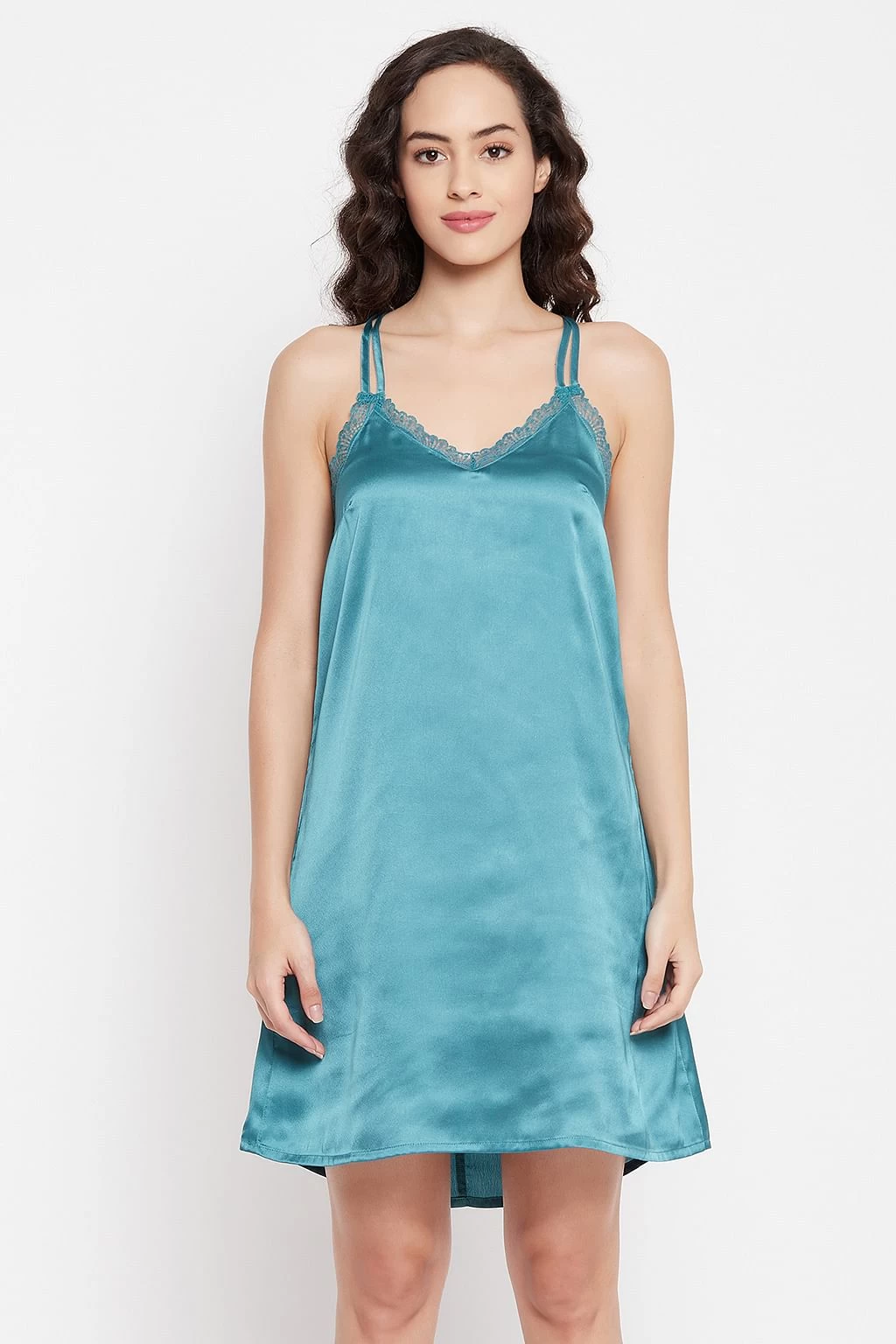 Chic Basic Short Nighty & Pretty Floral Robe Set In Blue & White - Satin - Image 7