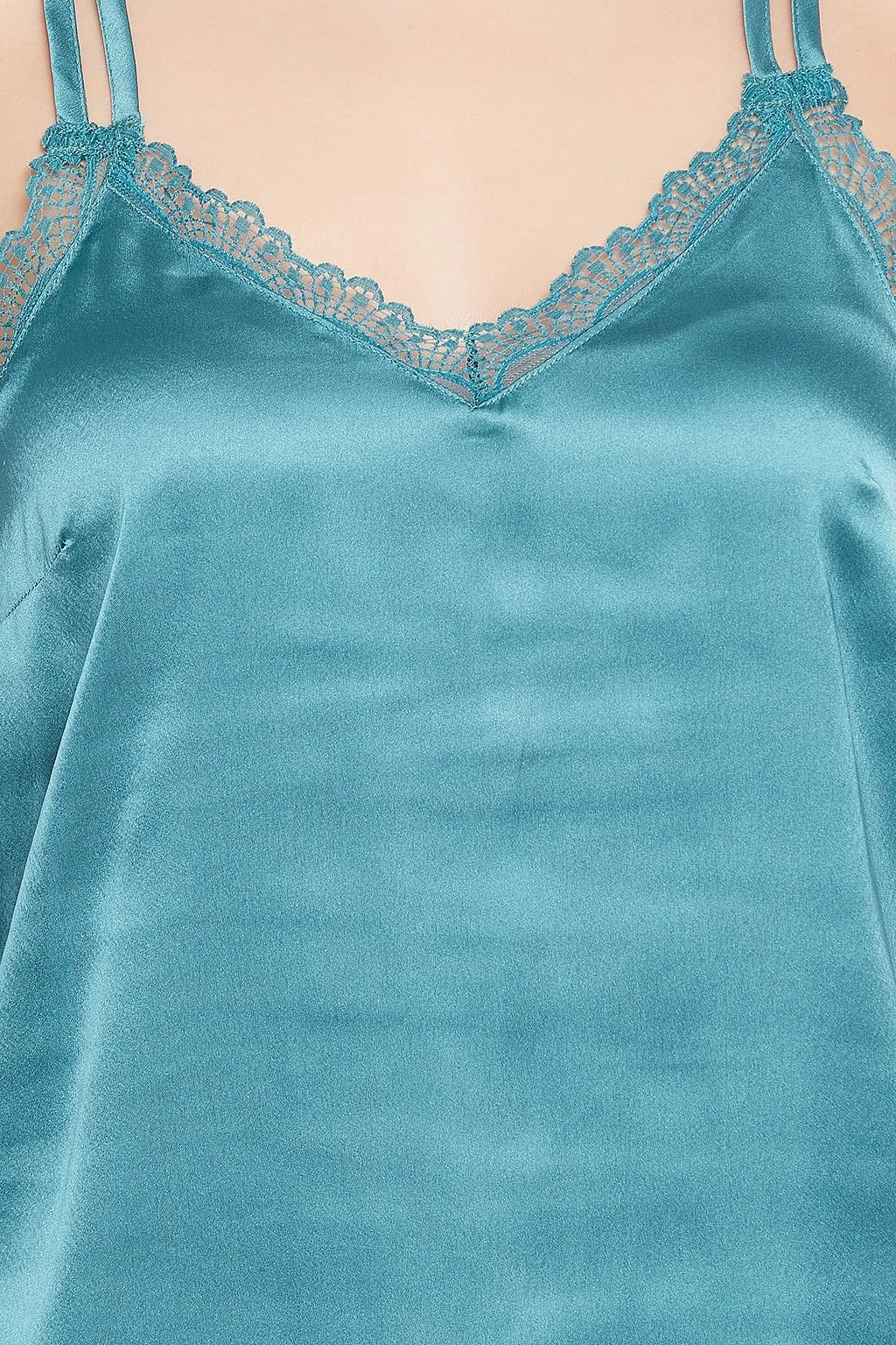 Chic Basic Short Nighty & Pretty Floral Robe Set In Blue & White - Satin - Image 11