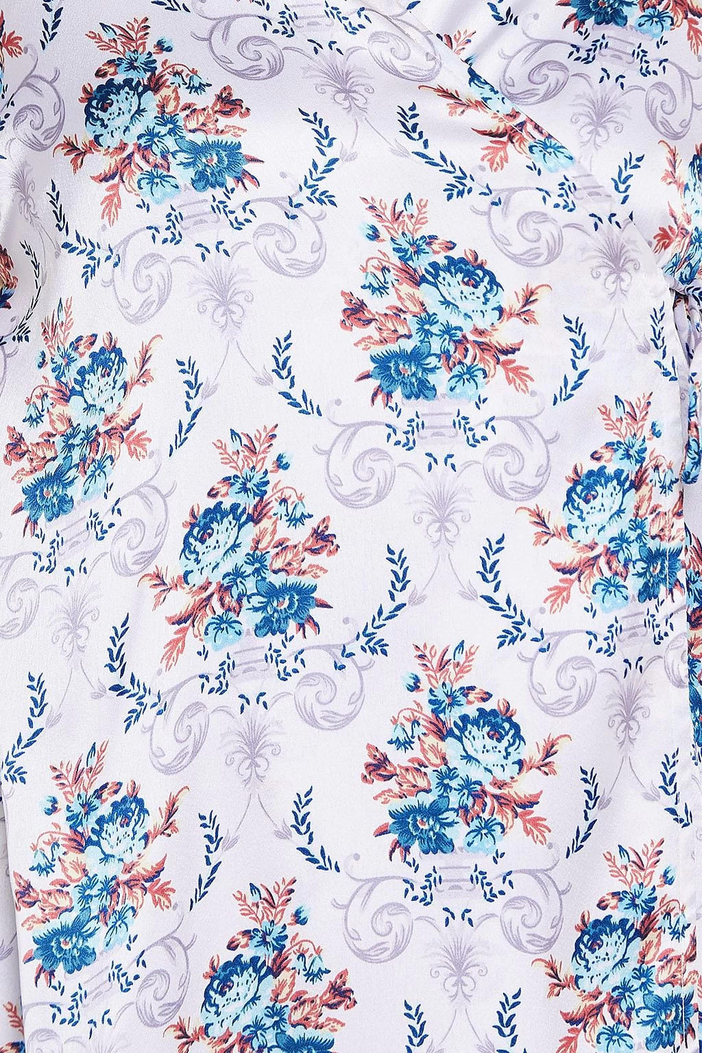 Chic Basic Short Nighty & Pretty Floral Robe Set In Blue & White - Satin - Image 12