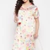 Pretty Florals Button Me Up Sleep Shirt In White - Satin