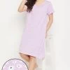Pretty Florals Short Night Dress In Lilac - Modal