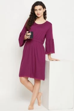 Chic Basic Short Nighty In Purple - Modal