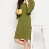 Chic Basic Short Nighty In Olive Green - Modal