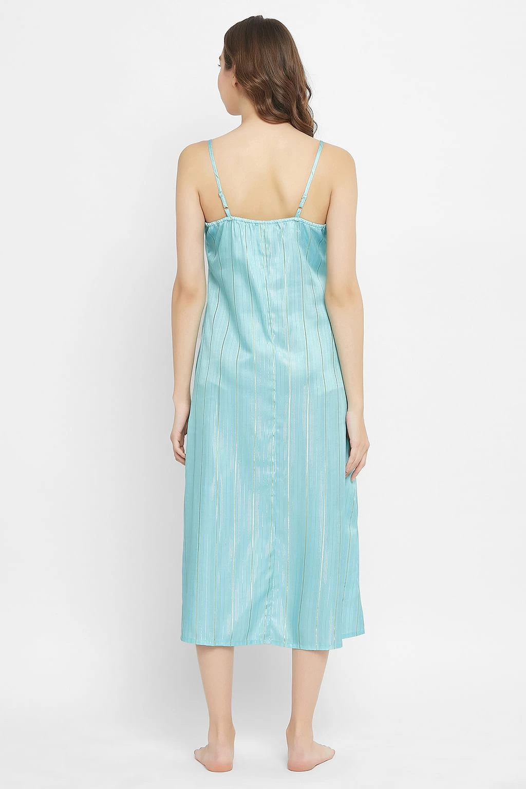 Chic Basic Long Night Dress & Pretty Florals Robe In Sky Blue - Satin - Image 10