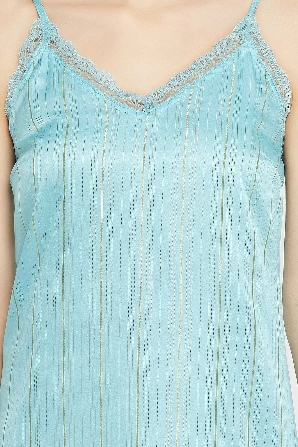 Chic Basic Long Night Dress & Pretty Florals Robe In Sky Blue - Satin - Image 11