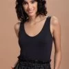 Padded Bramisole Top In Black - Modal